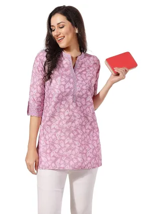 Stylish Women's Rayon Short Kurti Tunic Top - Trendy Mini Length, 3/4 Sleeve, Crew Neck
