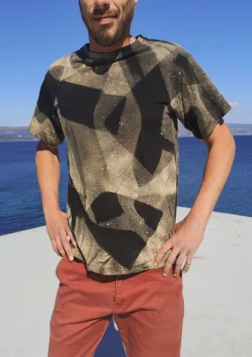 T-SHIRT UNISEX - COTTON JERSEY hand painted black / beige