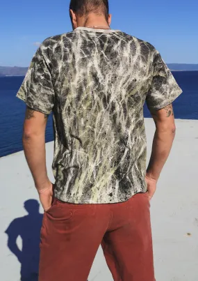 T-SHIRT UNISEX - COTTON JERSEY hand painted black / grey / green