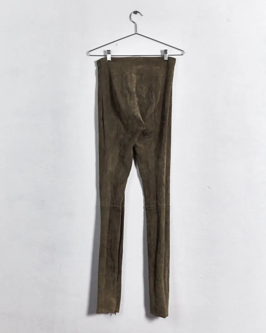 The Row 'moto' suede leggings, khaki, 6