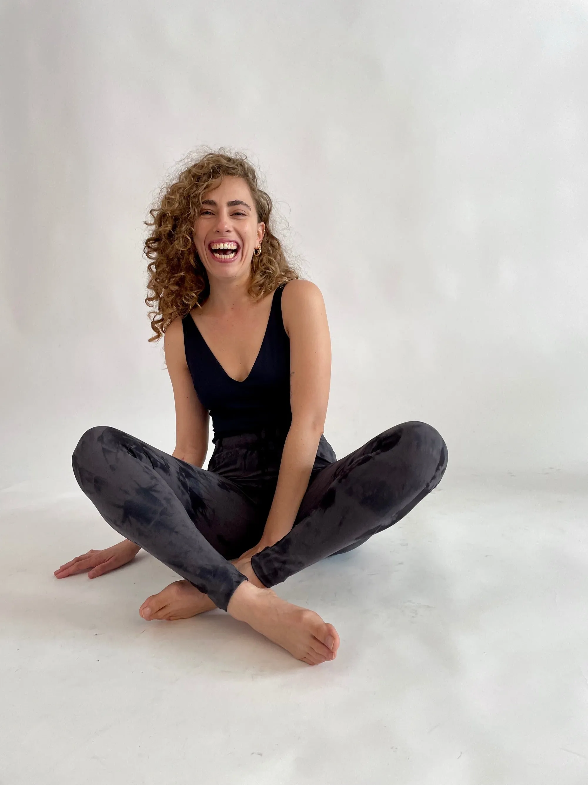 Tie Dye Yoga Leggings - Black & Grey
