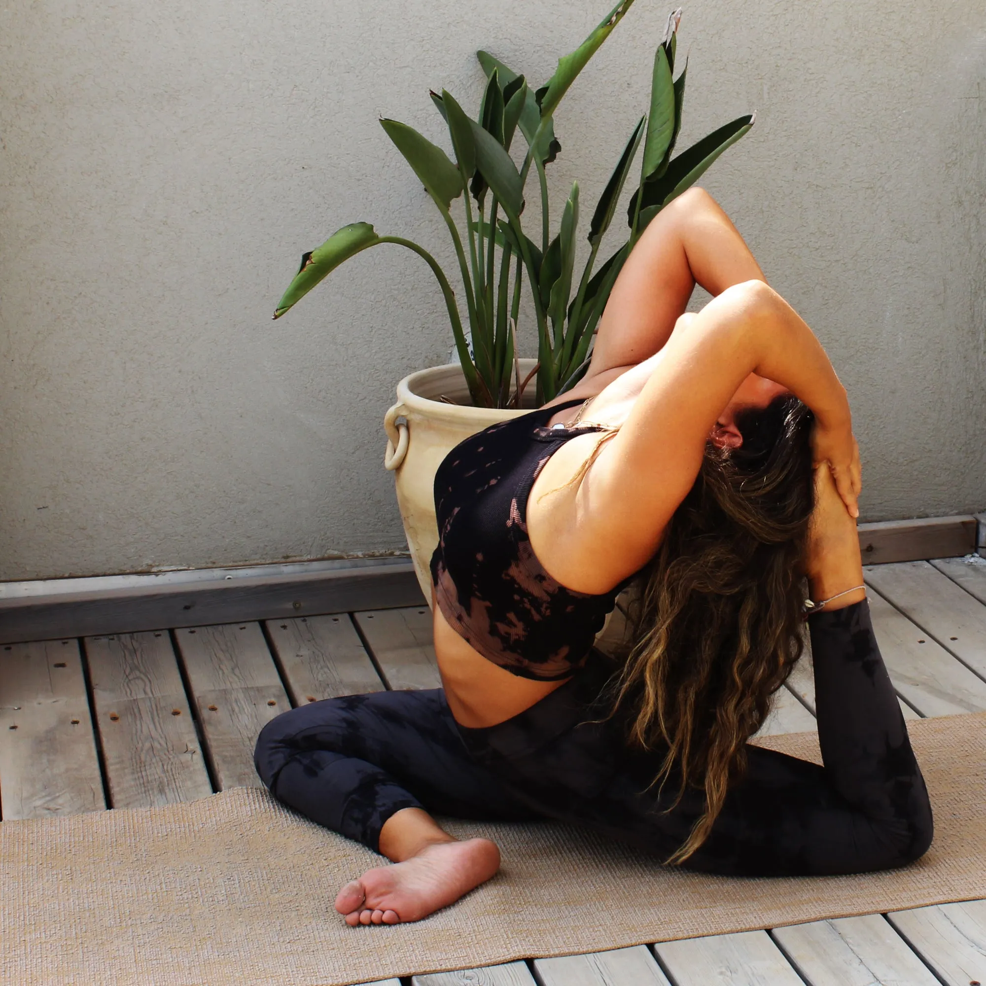 Tie Dye Yoga Leggings - Black & Grey