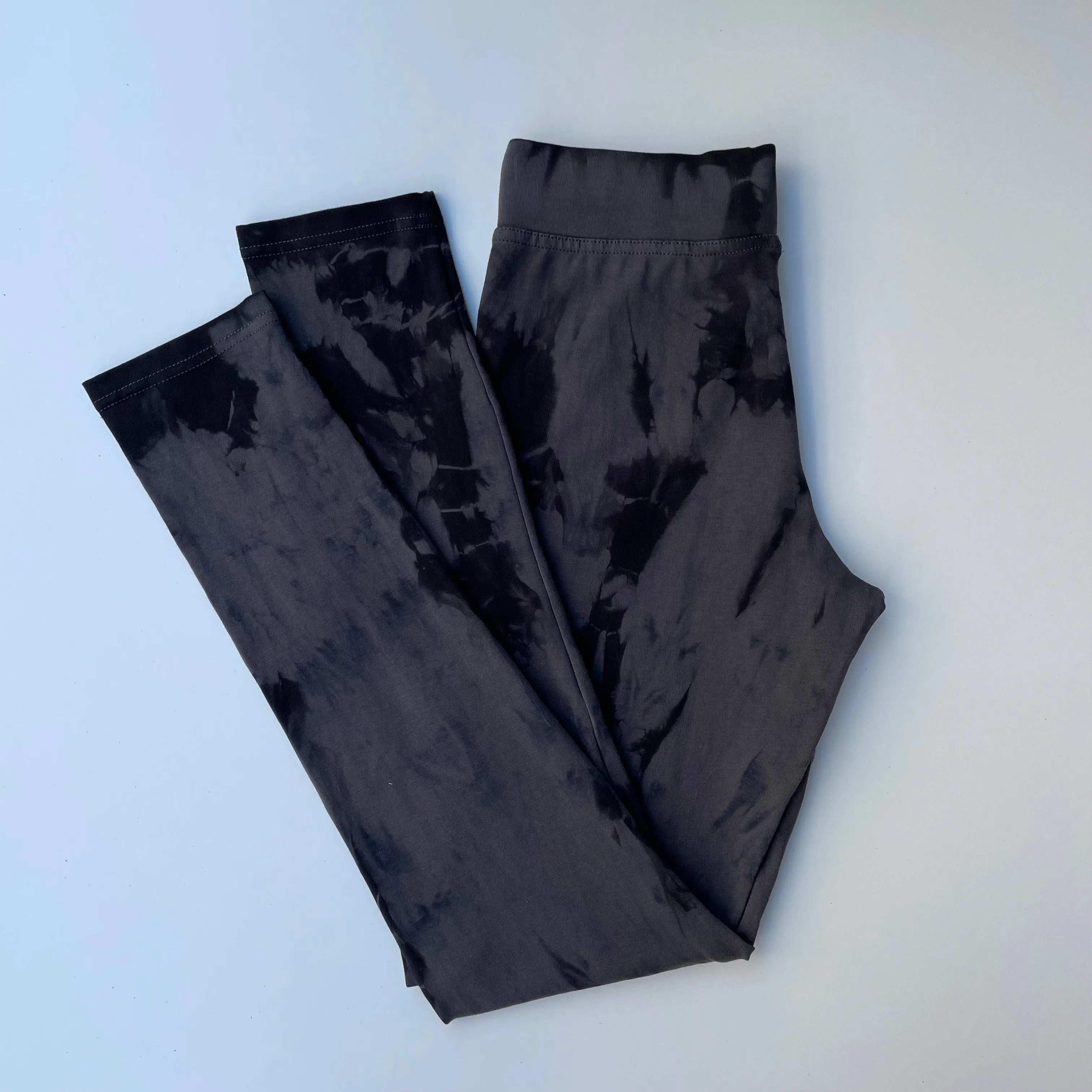 Tie Dye Yoga Leggings - Black & Grey
