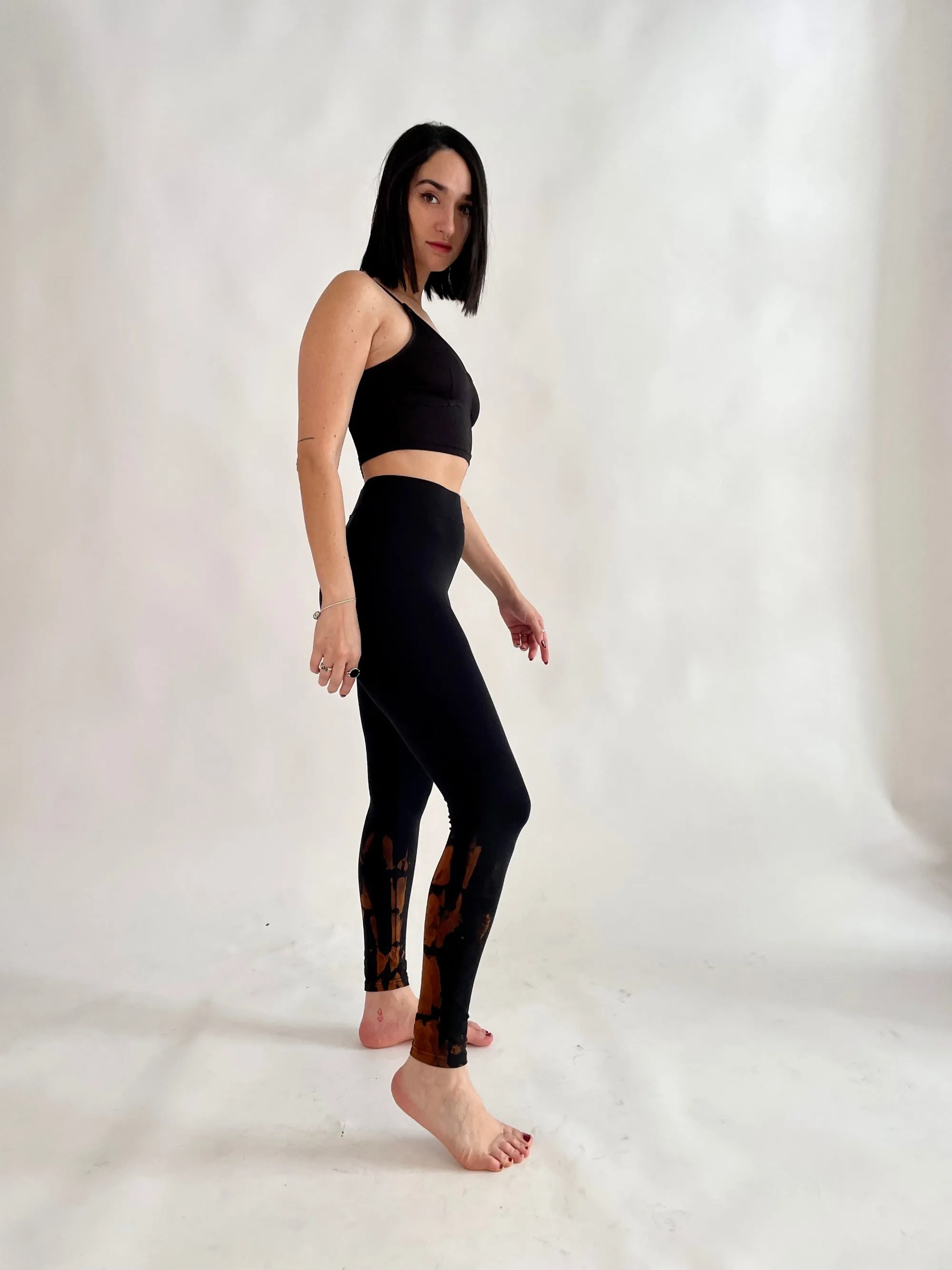 Tie Dye Yoga Leggings - Black & Rusty