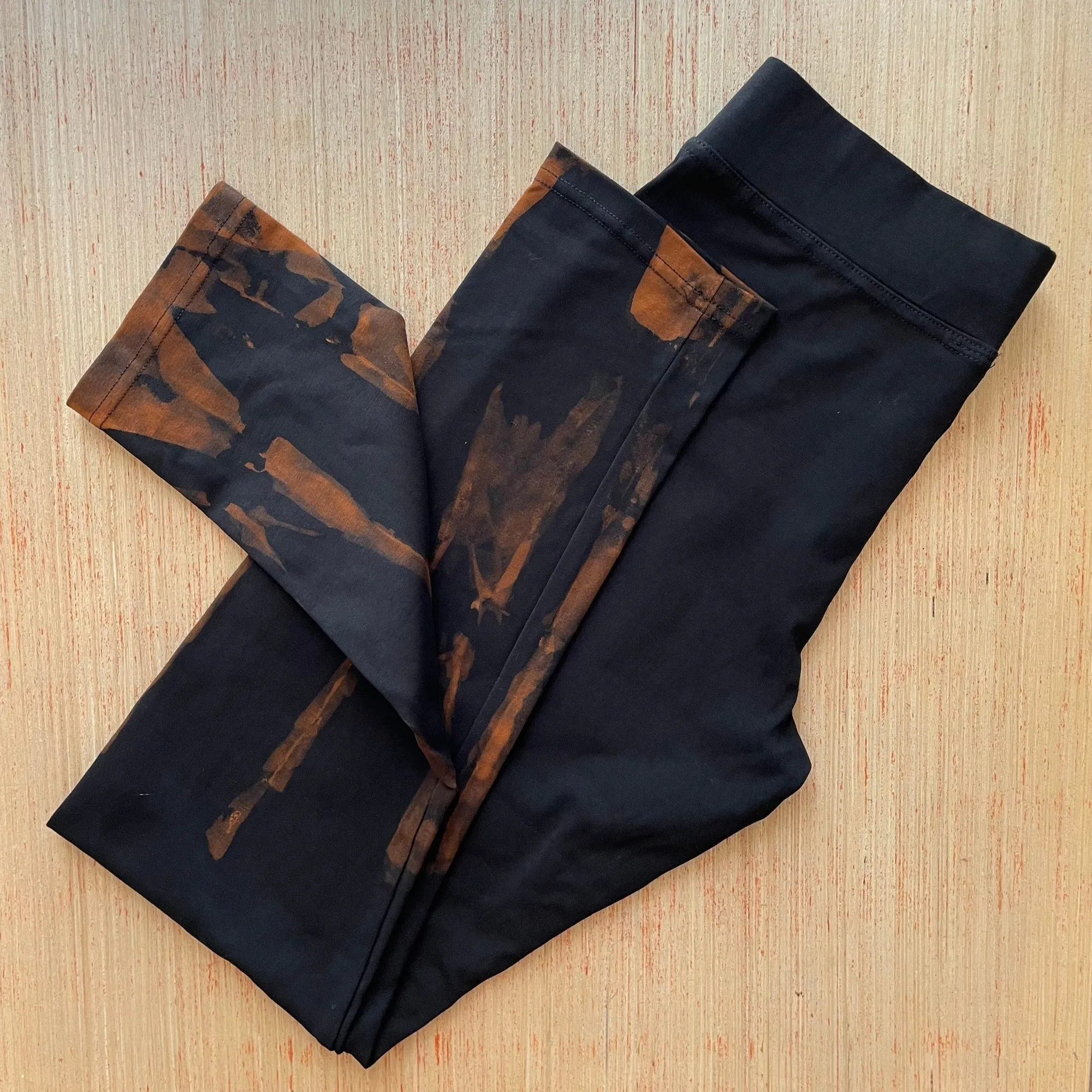 Tie Dye Yoga Leggings - Black & Rusty