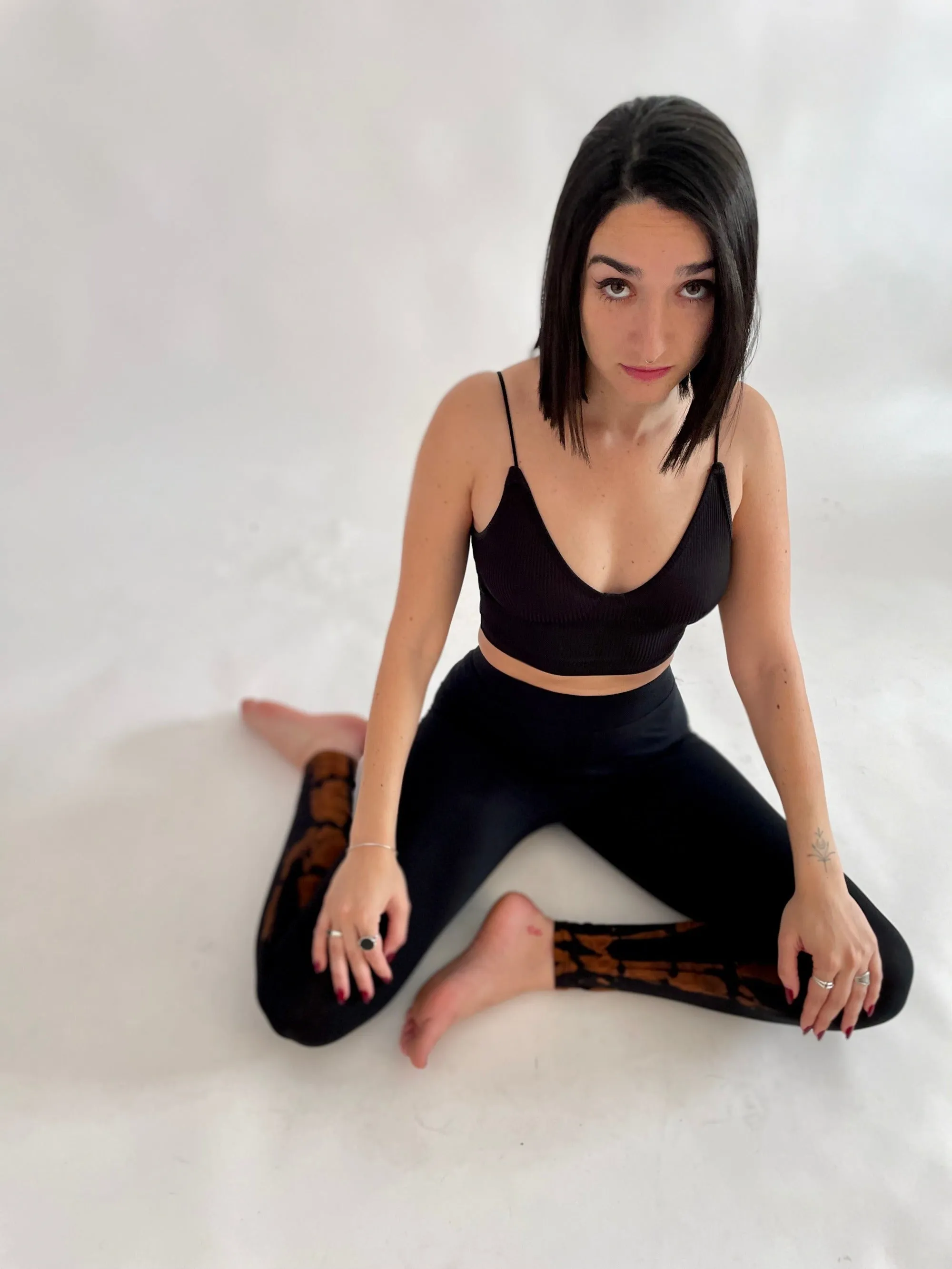 Tie Dye Yoga Leggings - Black & Rusty
