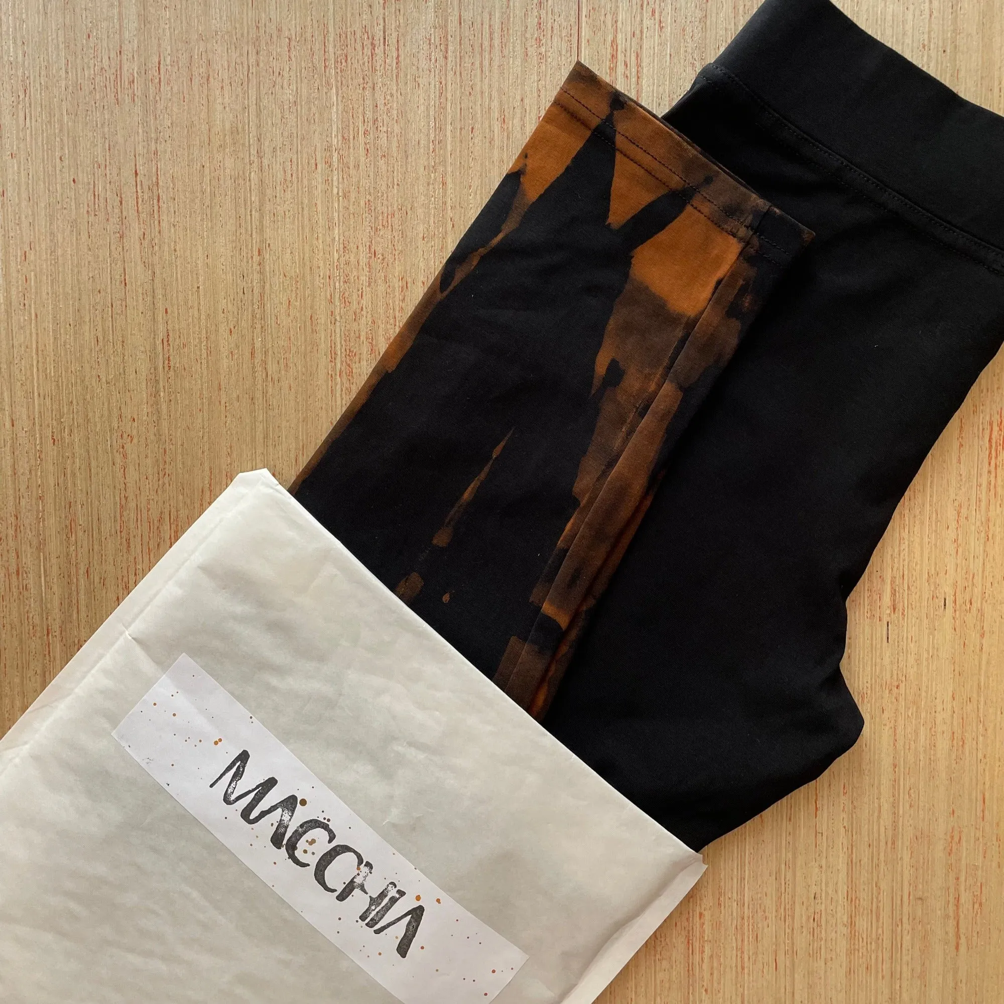 Tie Dye Yoga Leggings - Black & Rusty