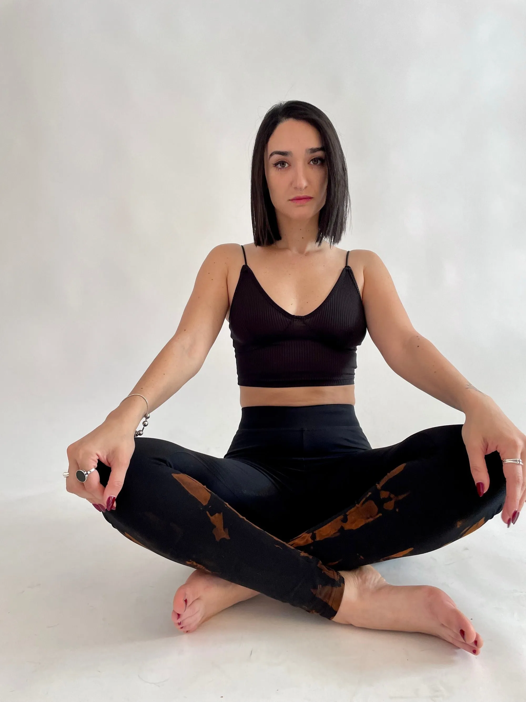 Tie Dye Yoga Leggings - Black & Rusty