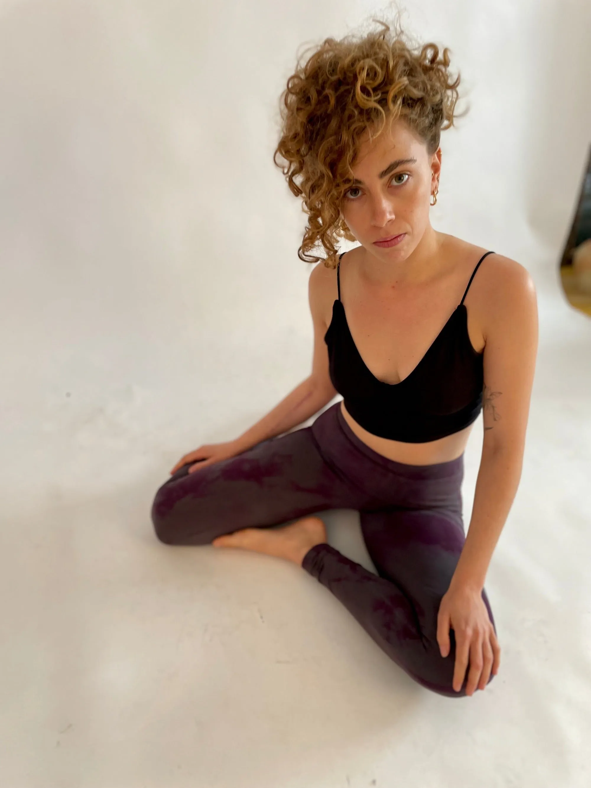 Tie Dye Yoga Leggings - deep purple