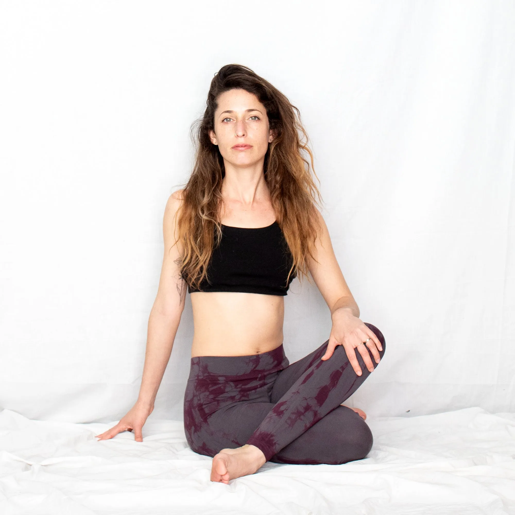 Tie Dye Yoga Leggings - deep purple