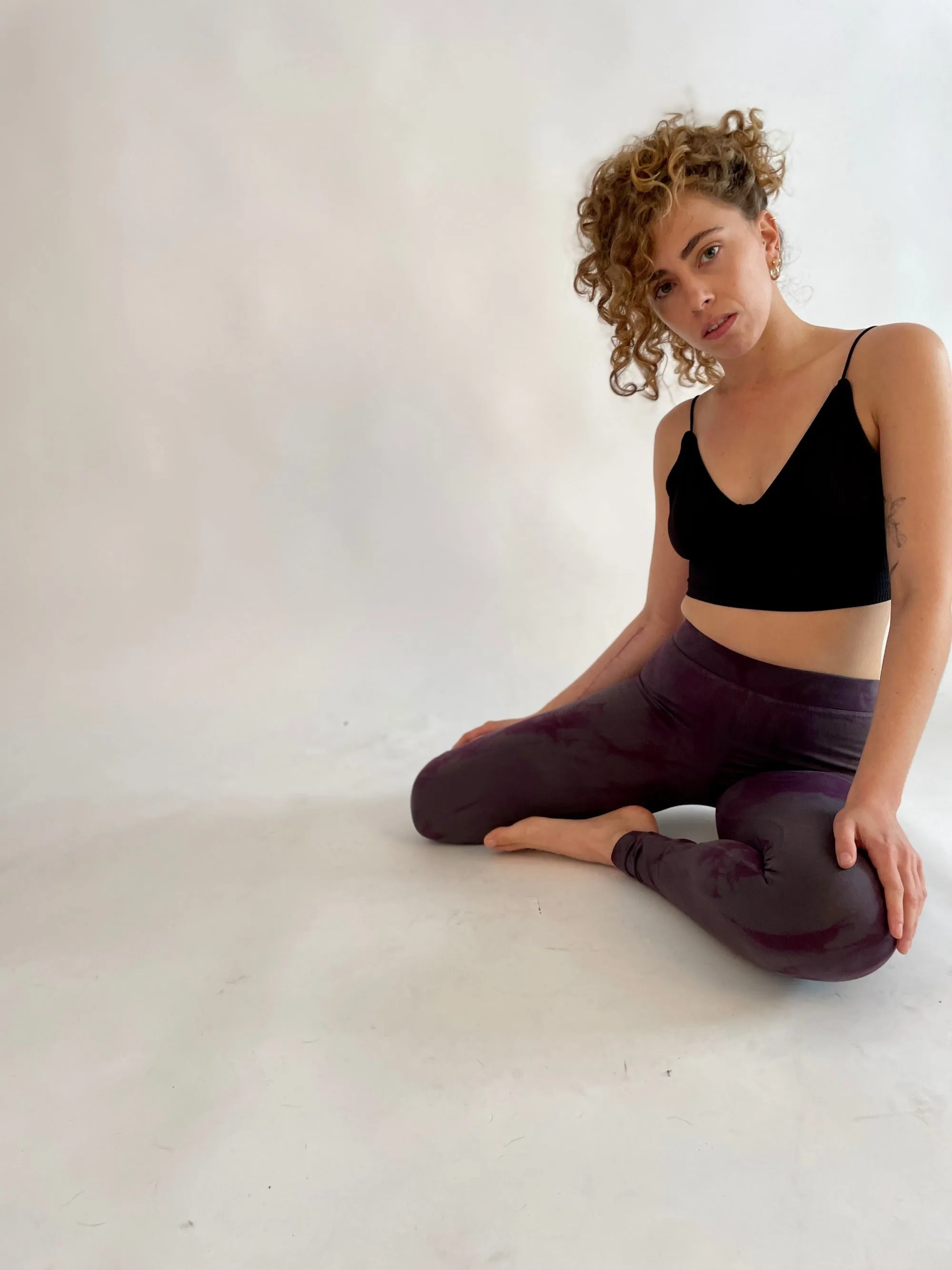 Tie Dye Yoga Leggings - deep purple