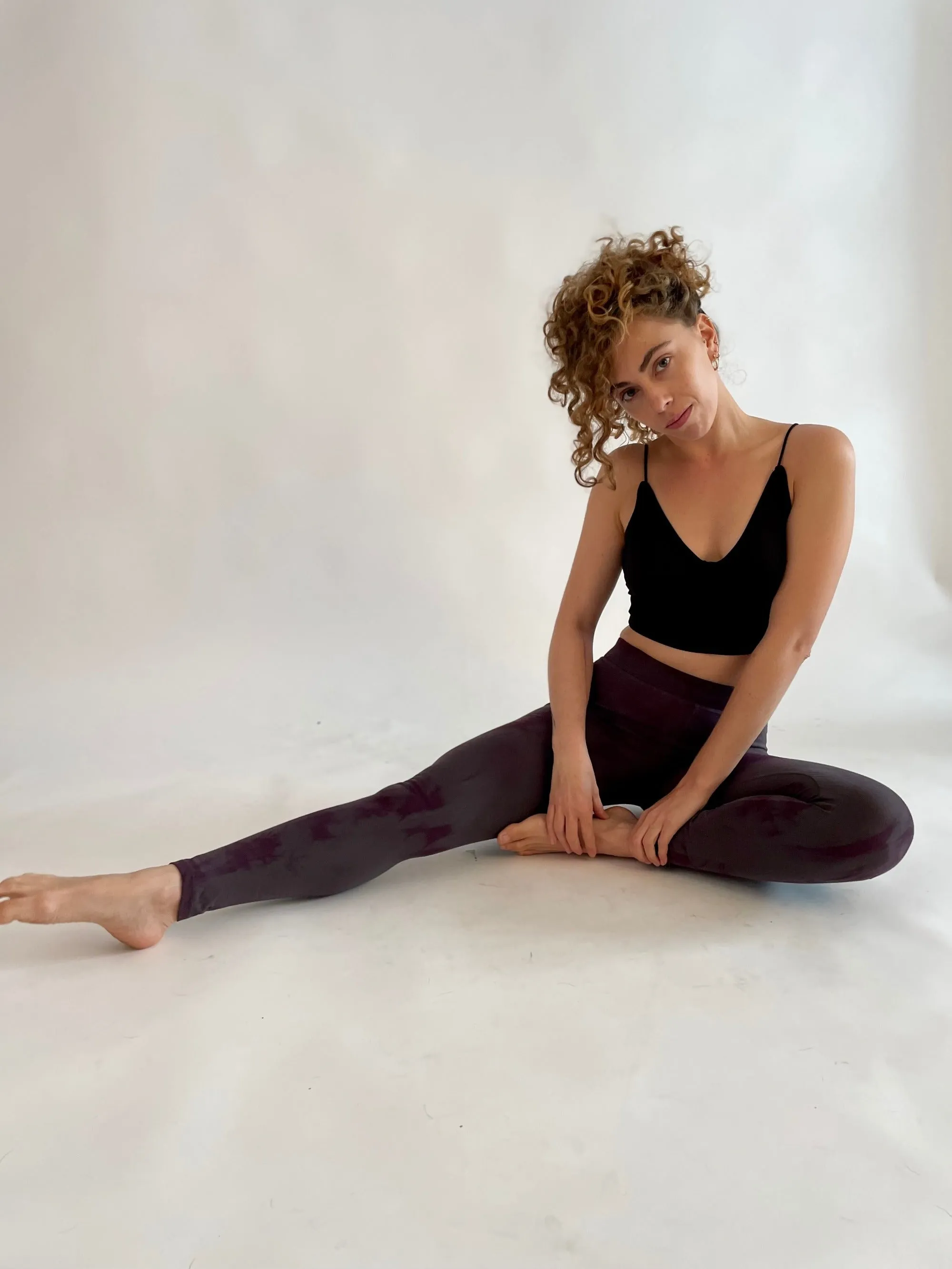 Tie Dye Yoga Leggings - deep purple