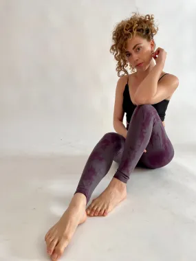 Tie Dye Yoga Leggings - deep purple