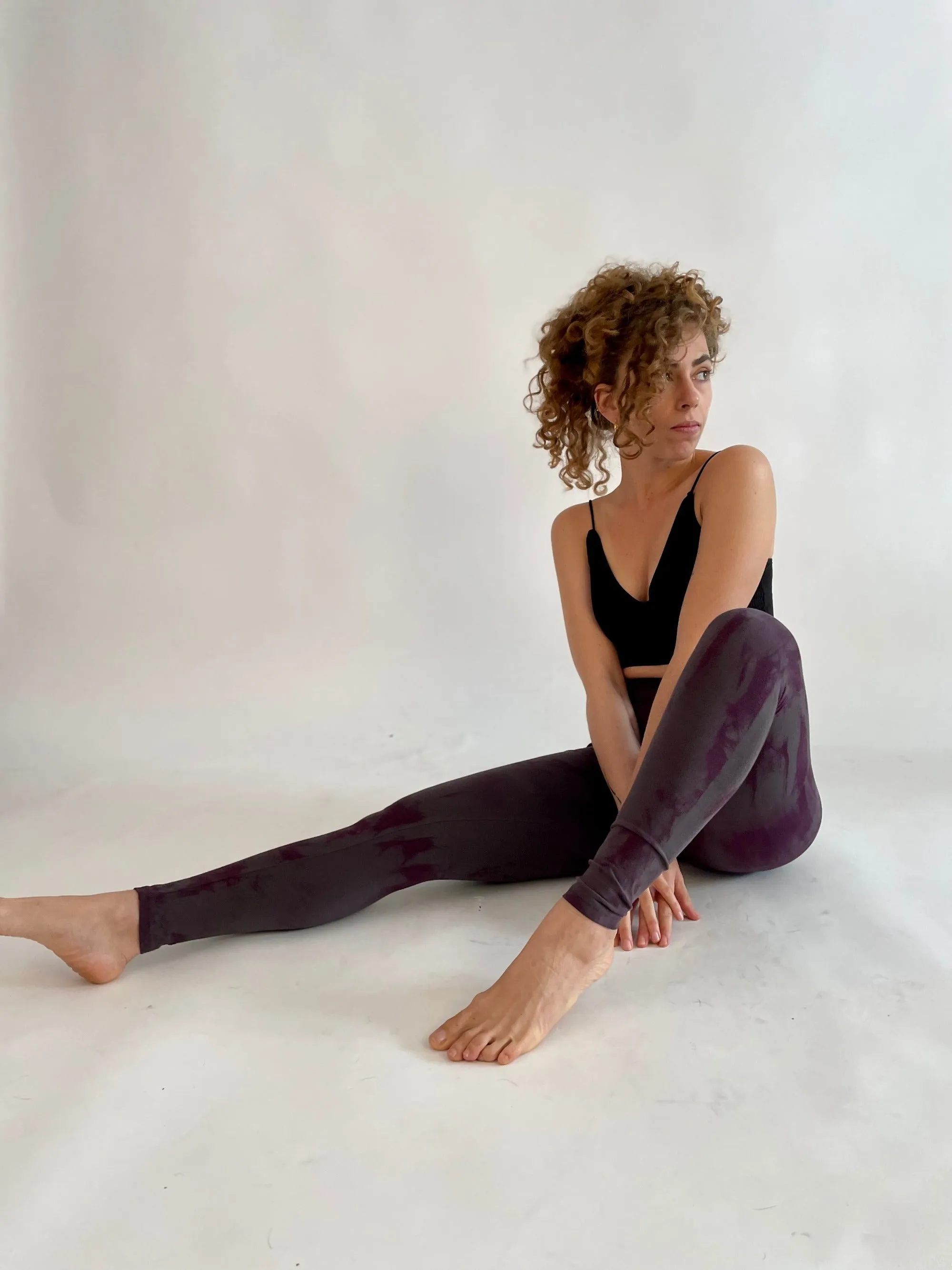 Tie Dye Yoga Leggings - deep purple