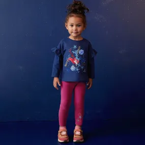 Toddler/Kid Girl's Long Sleeve Mermaid Princess Print Design Tee with Leggings Set