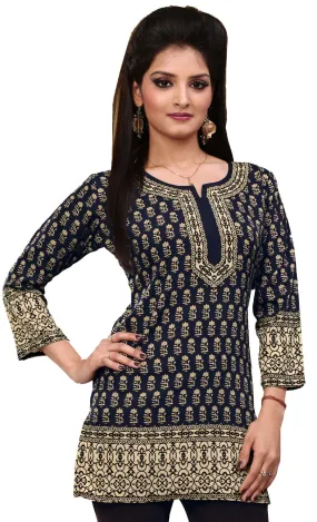 Trendy Printed Black Kurti for Women – Stylish Ethnic Wear