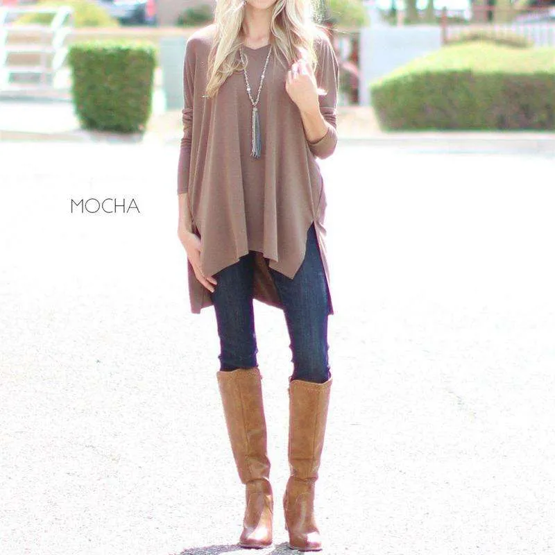 V-Neck Side Slit Tunic | S-XL