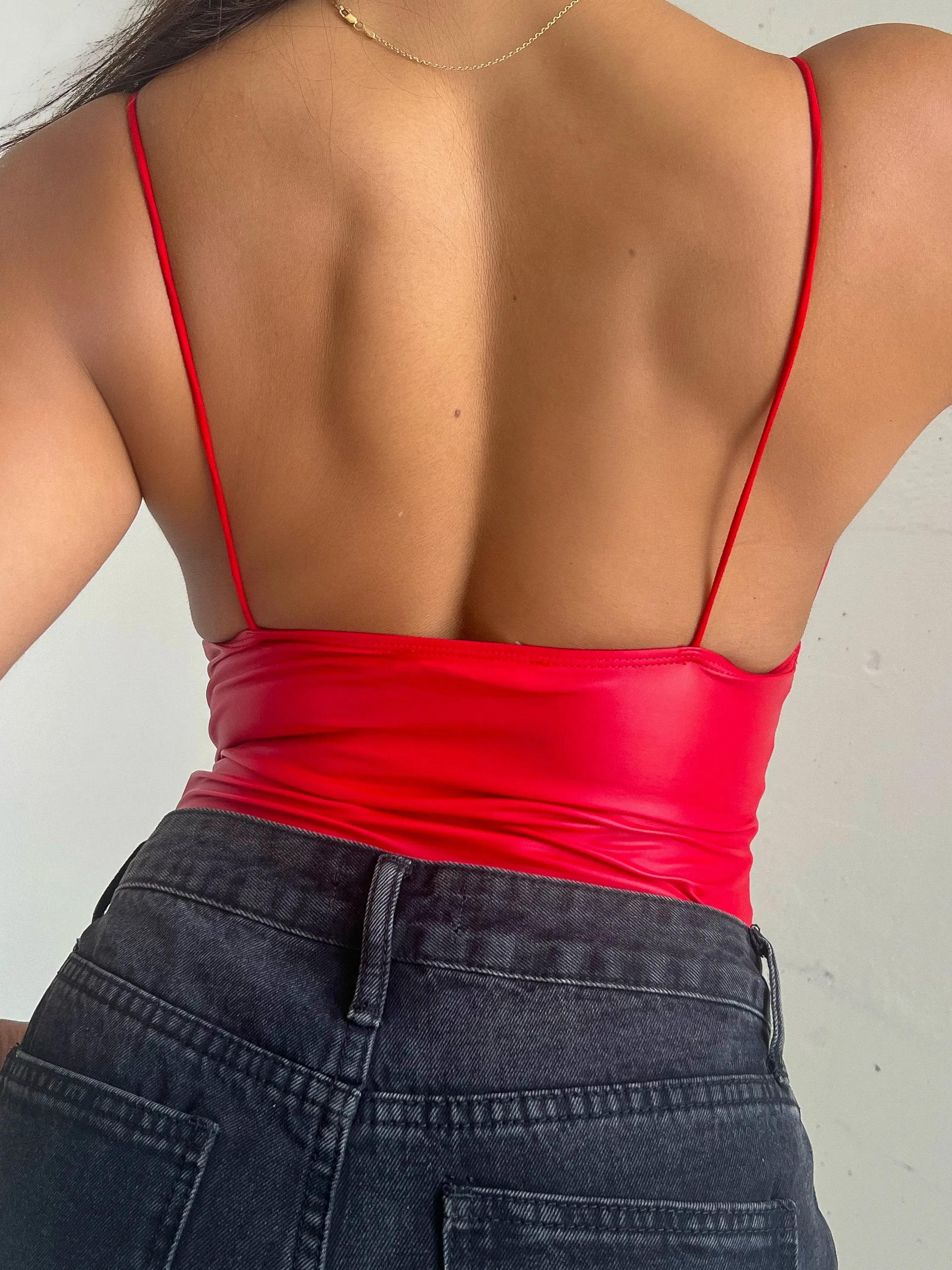 Valerie Leather Bodysuit (Red)