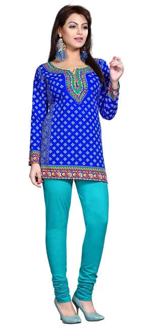 Vibrant Blue Indian Kurta for Women – Stylish Short Kurti