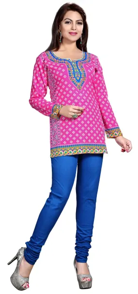 Vibrant Pink Indian Kurta for Ladies – Stylish Short Kurti