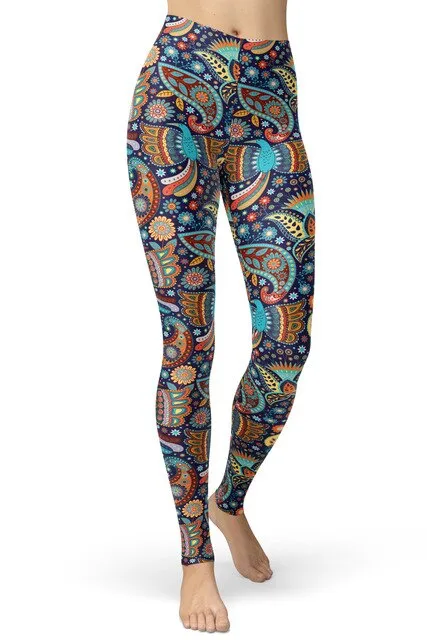 Vintage Floral Printed Leggings