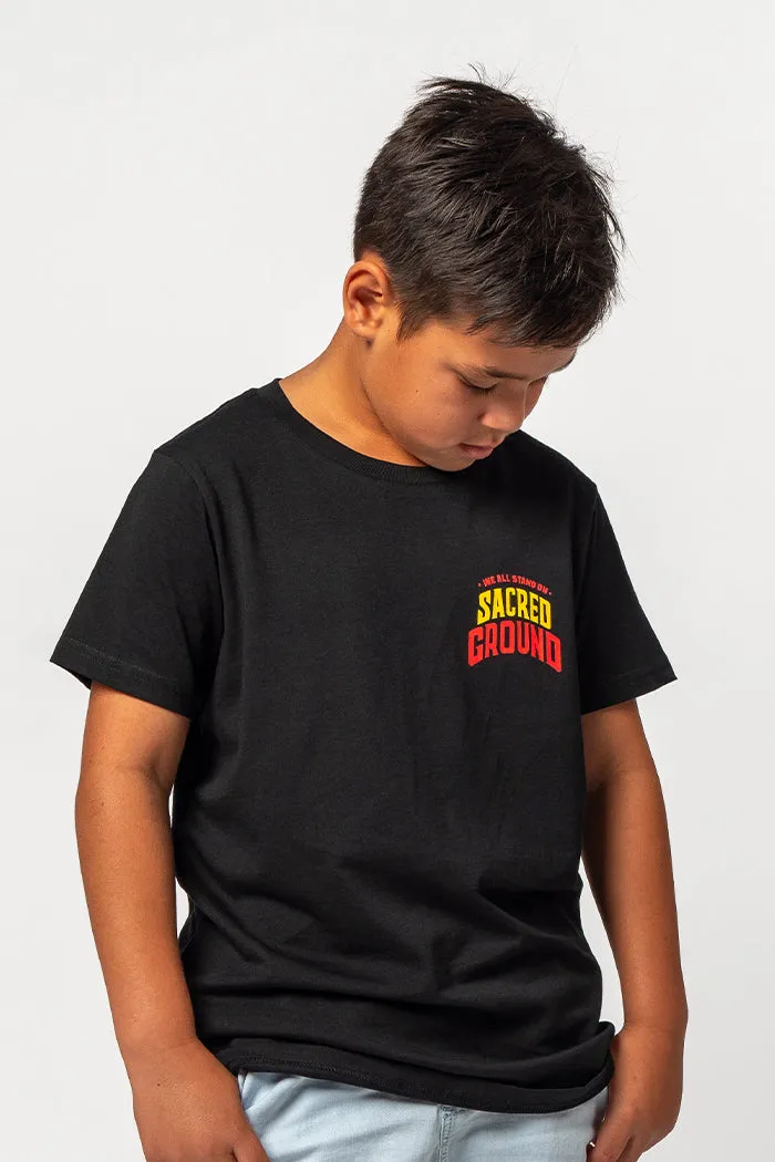 Vintage Sacred Ground Classic Black Cotton Crew Neck Kids T-Shirt