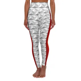 Vintage Spaceship Stripes High Waisted Yoga Leggings- Running Costume, Cosplay