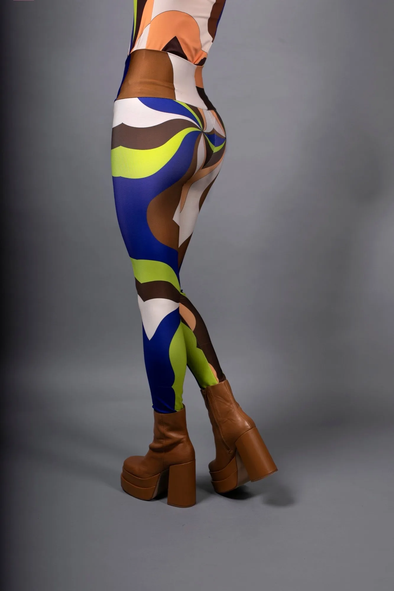 WAVES BROWN BLUE LEGGINGS