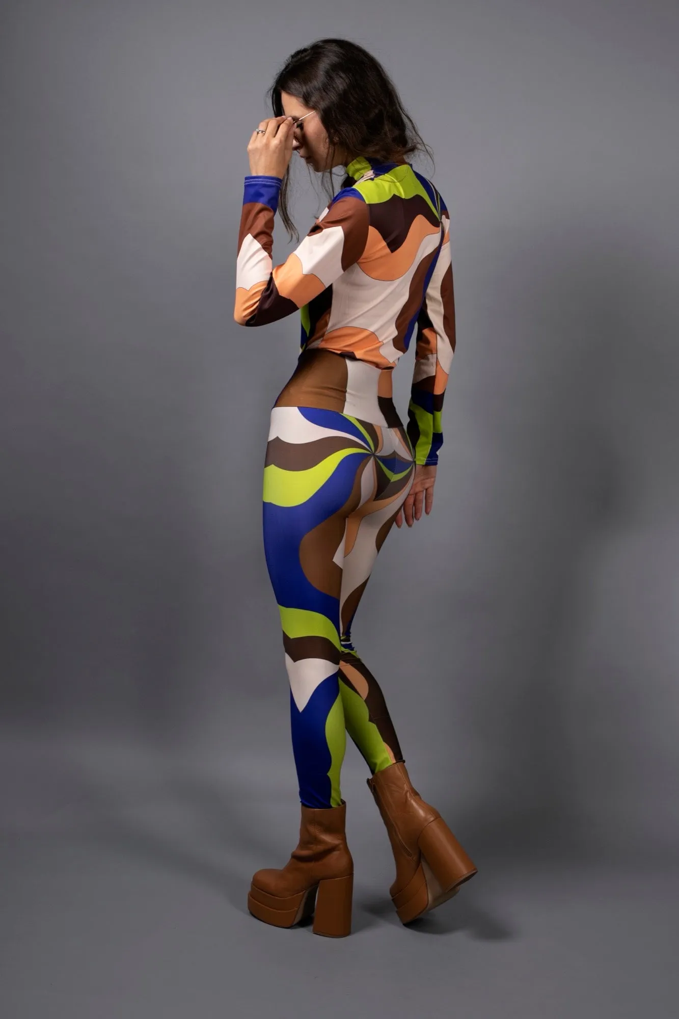 WAVES BROWN BLUE LEGGINGS