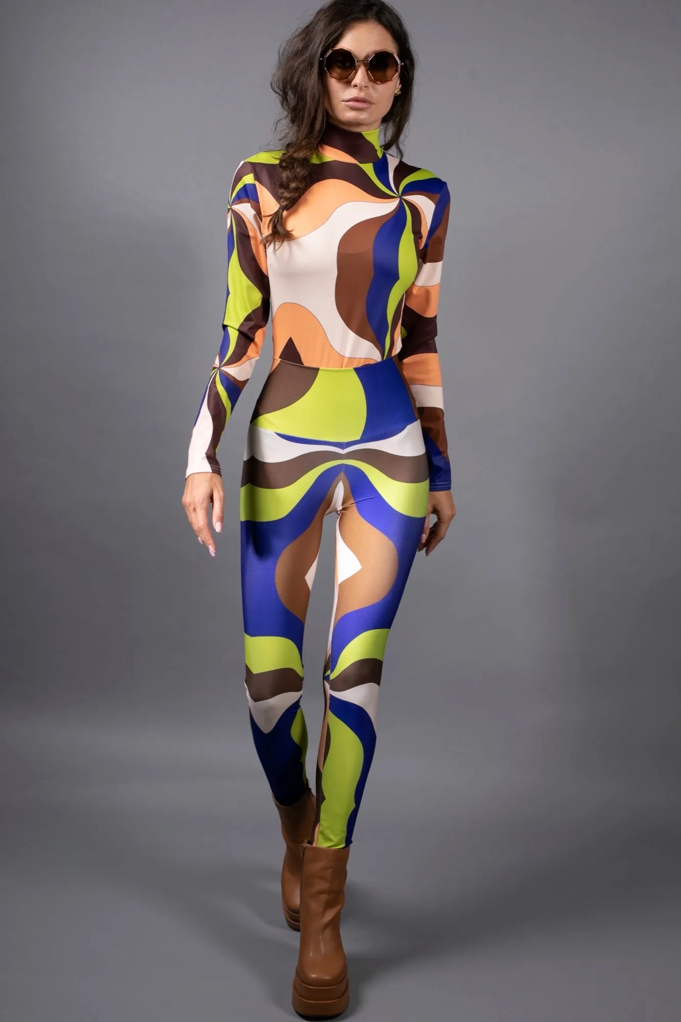 WAVES BROWN BLUE LEGGINGS