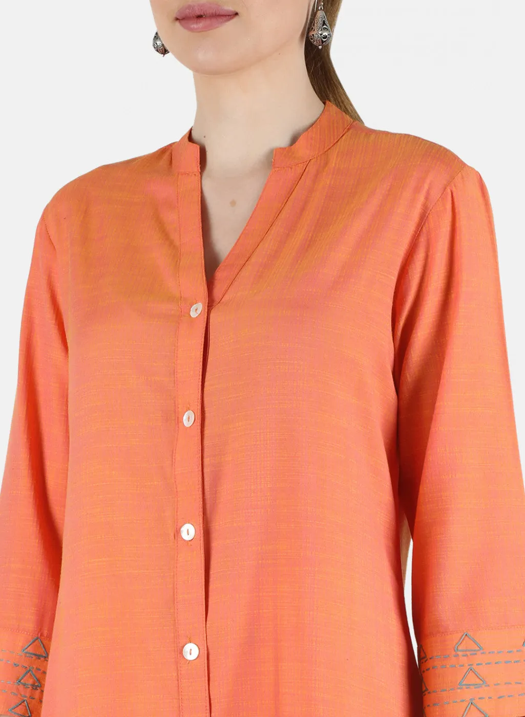 Women Peach Plain Tunic