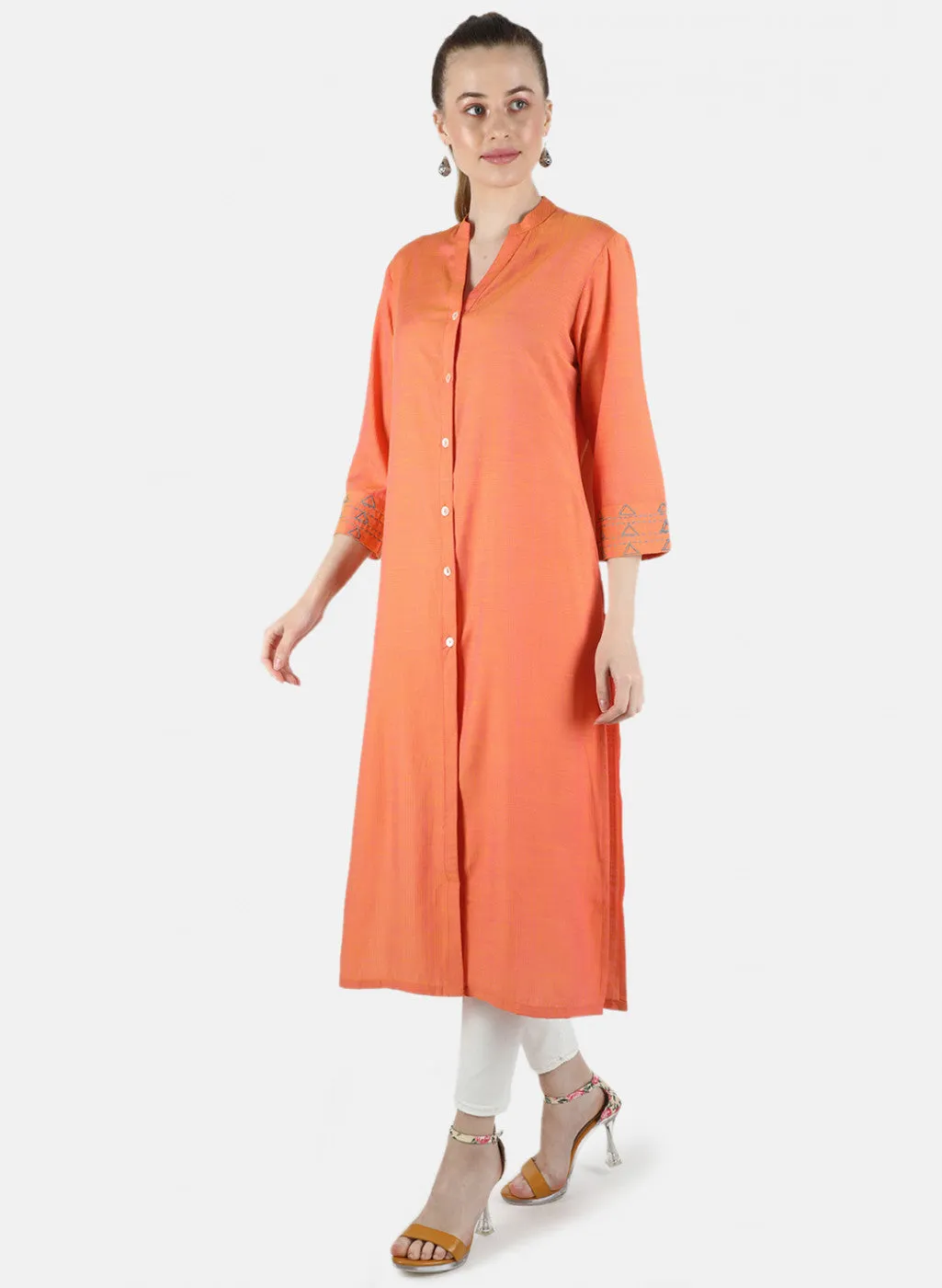 Women Peach Plain Tunic