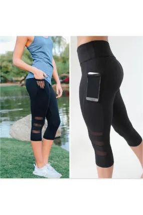 Women Skinny Leggings Patchwork Mesh Yoga Leggings Fitness Sports Pants