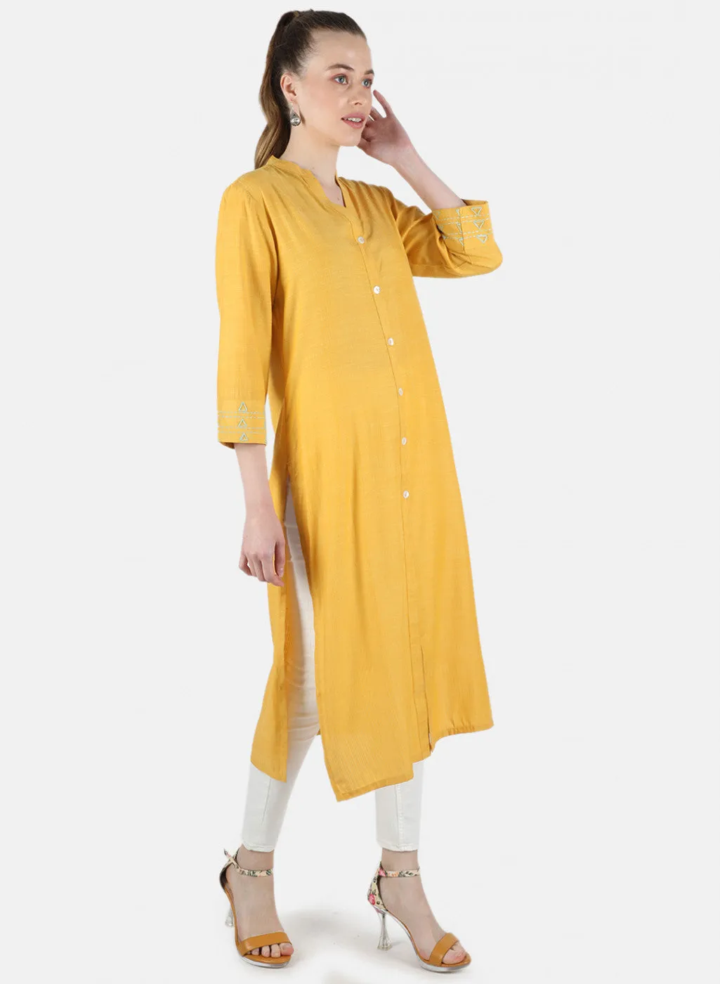 Women Yellow Plain Tunic