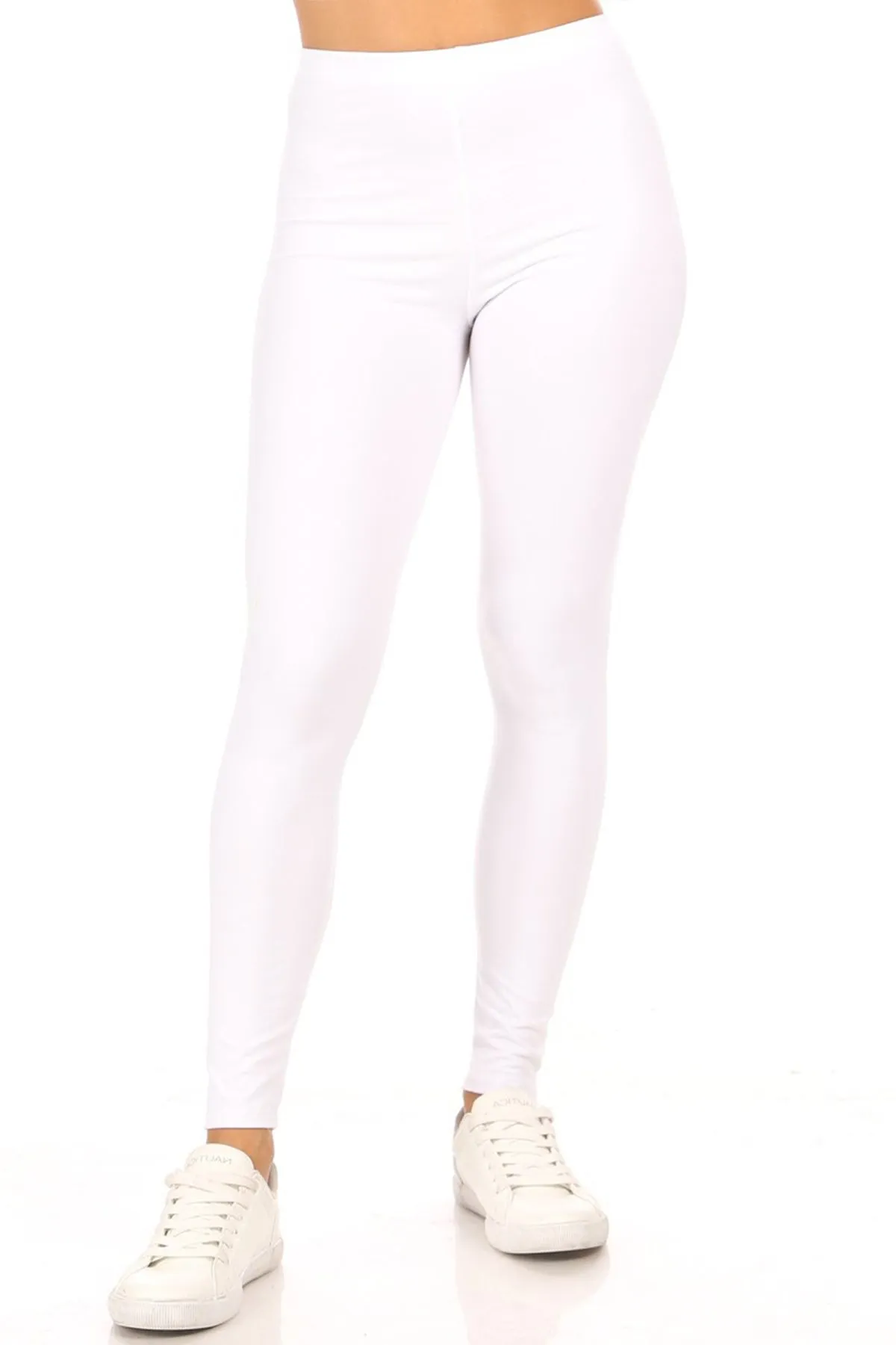 Women's Essential Full Length Leggings - Solid Color with Elastic Waistband