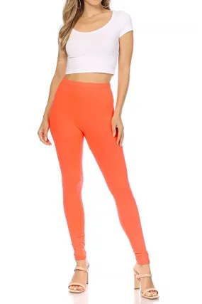 Women's Essential Full Length Leggings - Solid Color with Elastic Waistband