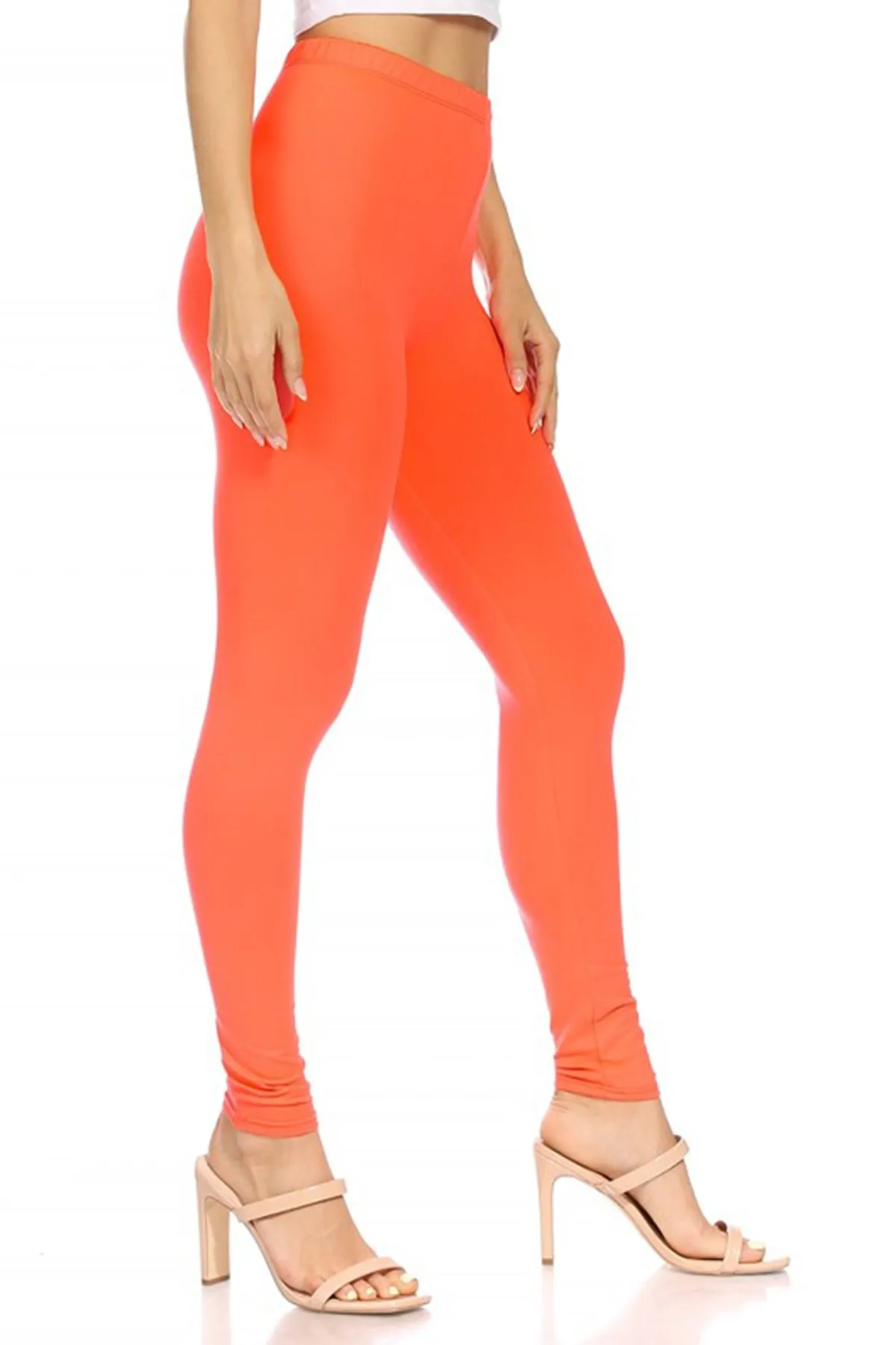 Women's Essential Full Length Leggings - Solid Color with Elastic Waistband