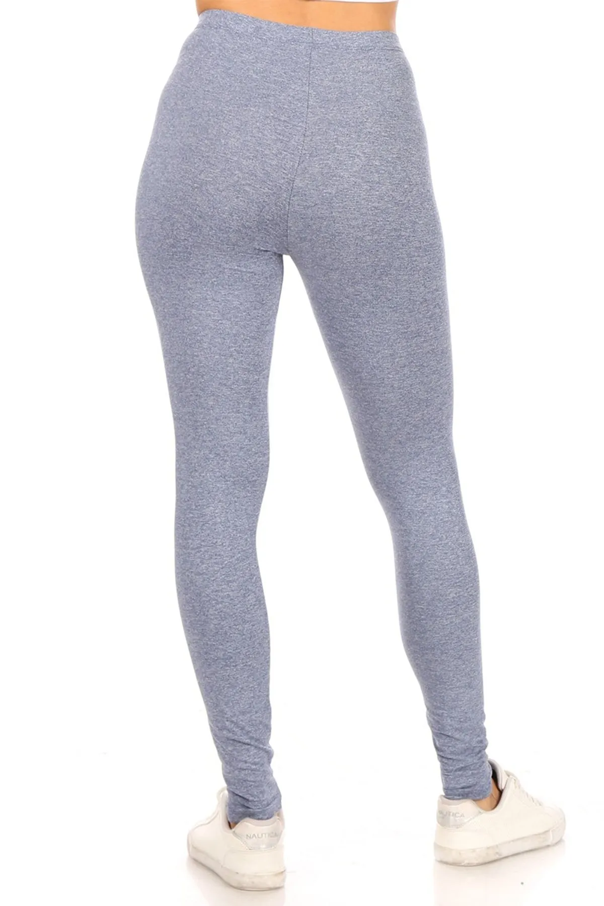 Women's Essential Full Length Leggings - Solid Color with Elastic Waistband