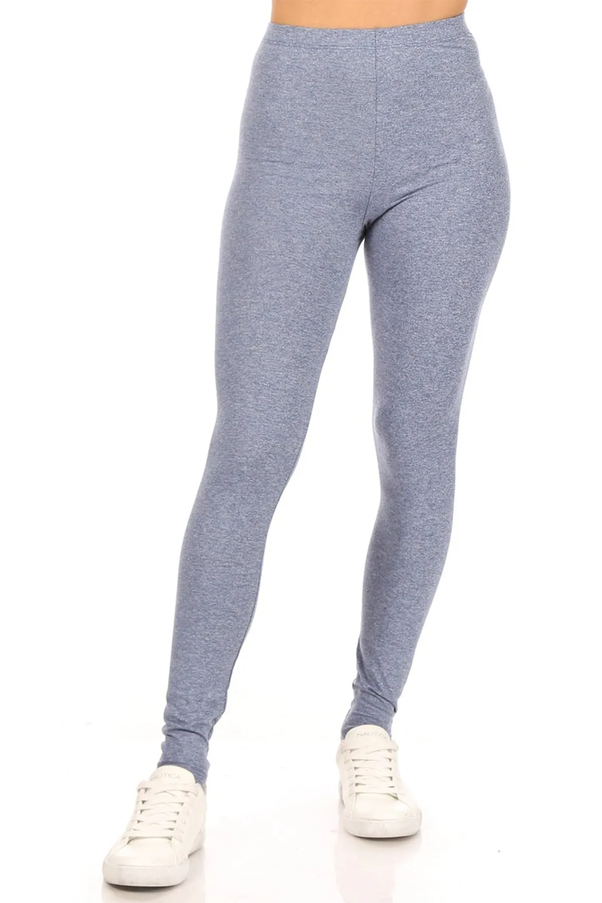 Women's Essential Full Length Leggings - Solid Color with Elastic Waistband