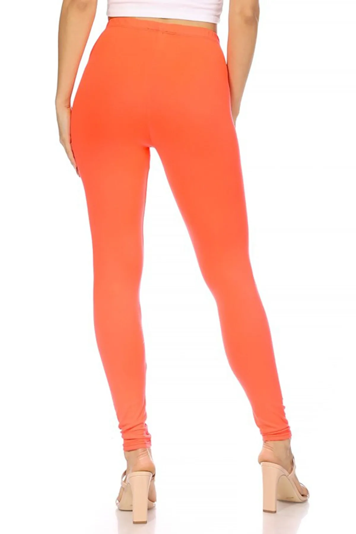 Women's Essential Full Length Leggings - Solid Color with Elastic Waistband