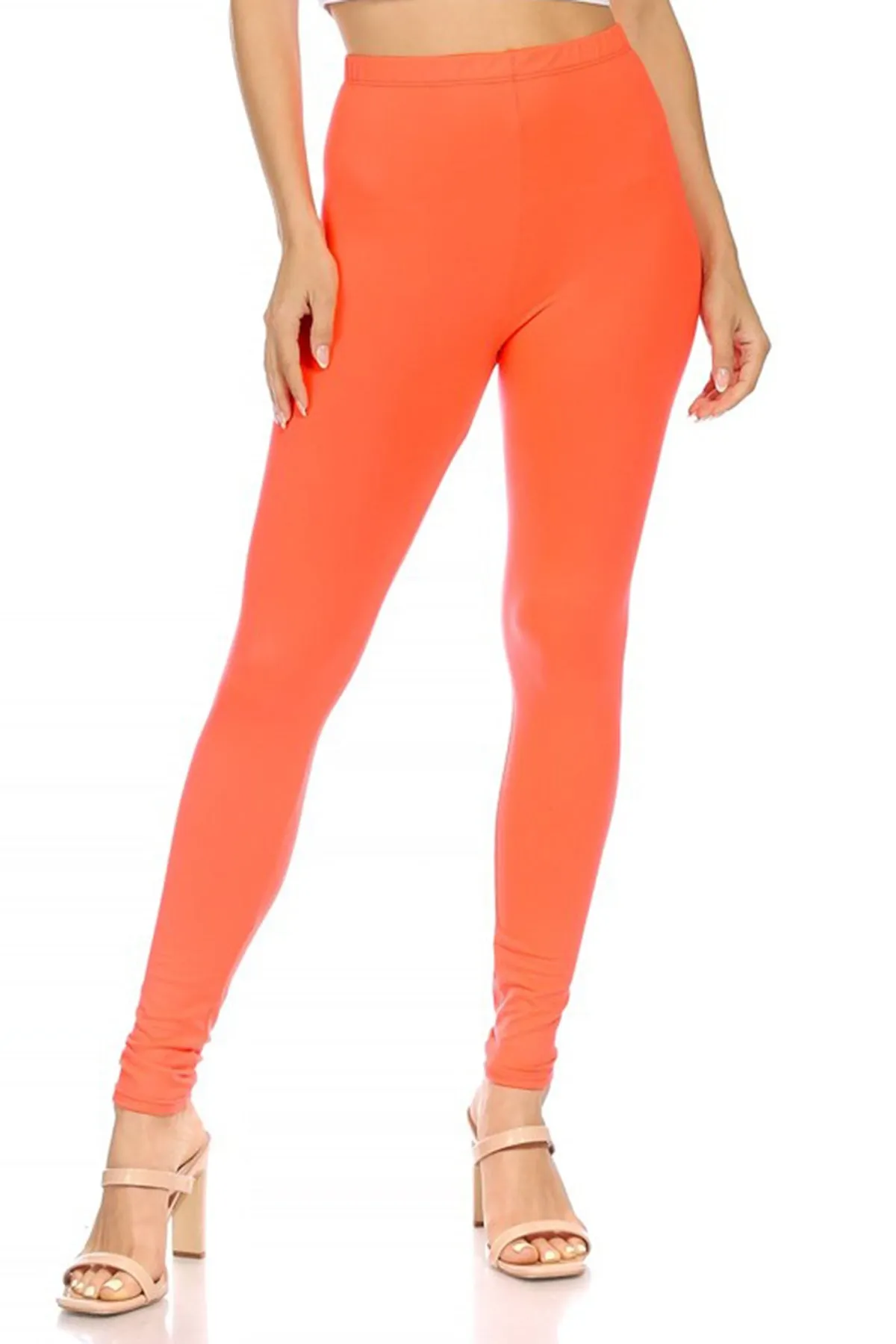 Women's Essential Full Length Leggings - Solid Color with Elastic Waistband