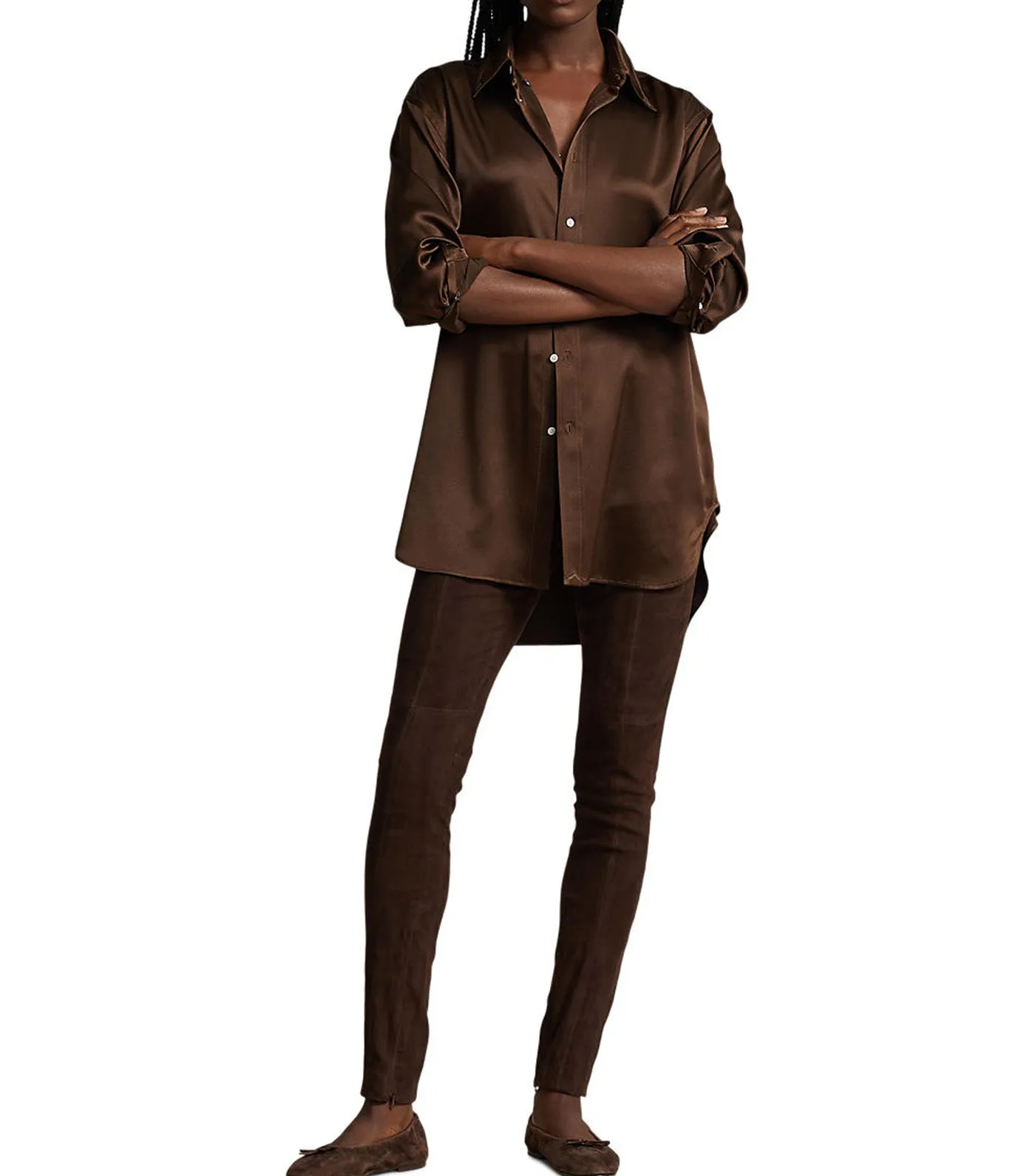 Women's Lambskin Suede Leggings Tobacco