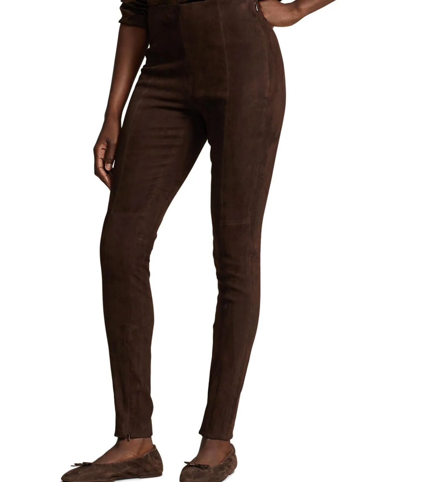 Women's Lambskin Suede Leggings Tobacco