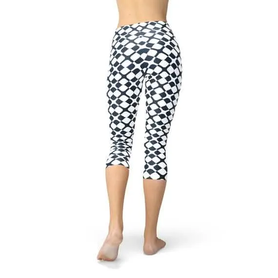 Women's Trendy Blue Geometric Print Capri Workout Leggings