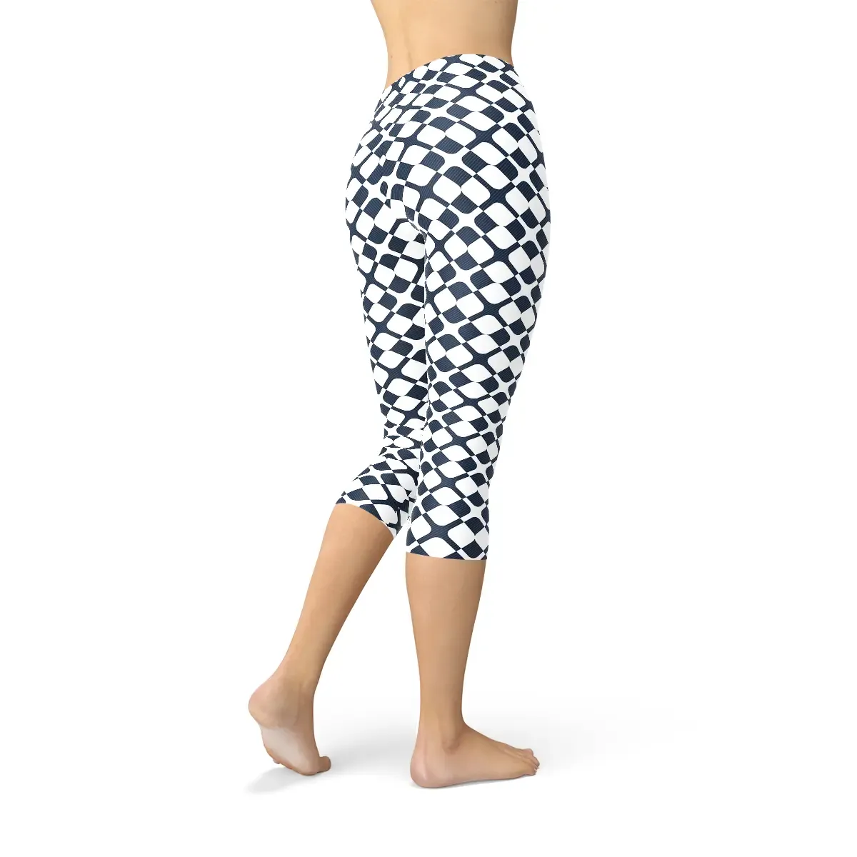 Women's Trendy Blue Geometric Print Capri Workout Leggings