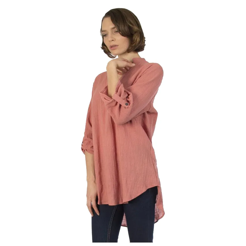 Women's Woven Cotton Gauze Tunic Top Made in USA (Small to 3X Plus Size)
