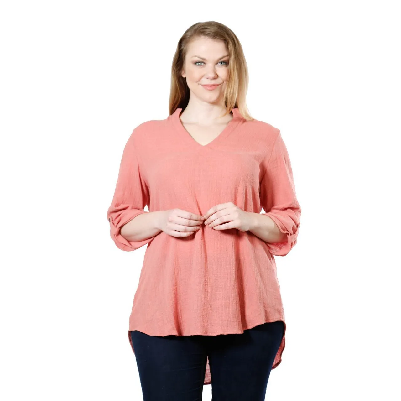 Women's Woven Cotton Gauze Tunic Top Made in USA (Small to 3X Plus Size)