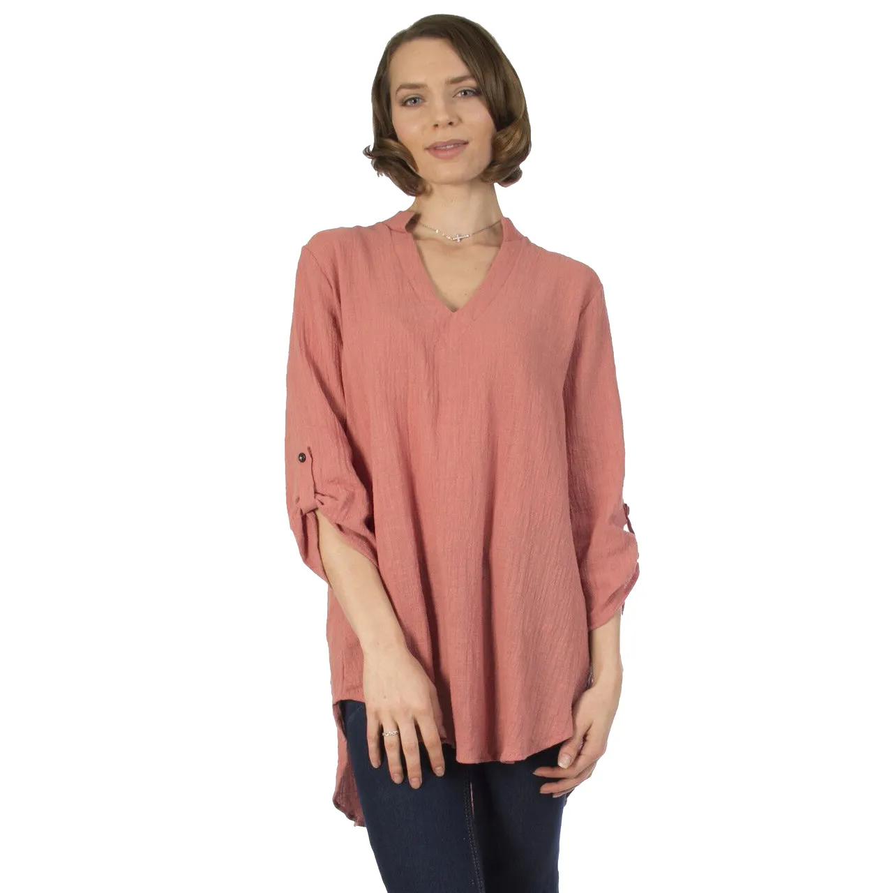 Women's Woven Cotton Gauze Tunic Top Made in USA (Small to 3X Plus Size)