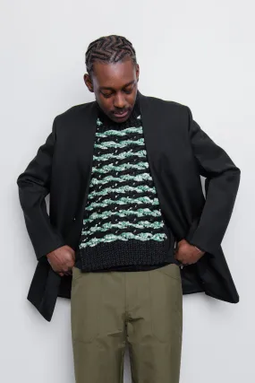 Wool Velvet Float Stitch Jacquard Bib Mint/Black