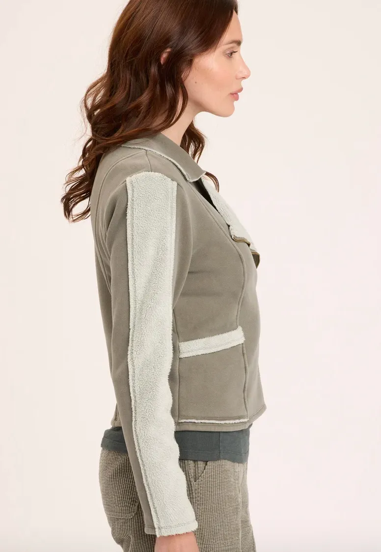 XCVI Sherpa/Suede Moto-Olive